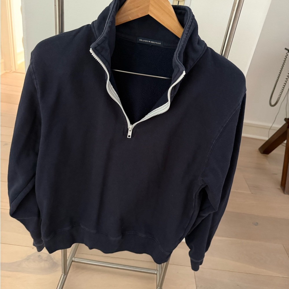 Brandy Melville Navy Half-Zip Sweatshirt